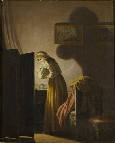 A Woman Picking Fleas by Candlelight by Pehr Hilleström